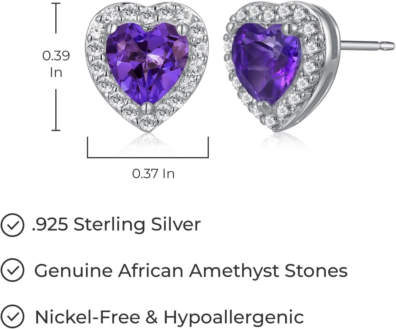 Amazon Essentials Sterling Silver Birthstone and Created White Sapphire Halo Heart Stud Earrings (previously Amazon Collection) - Image 5