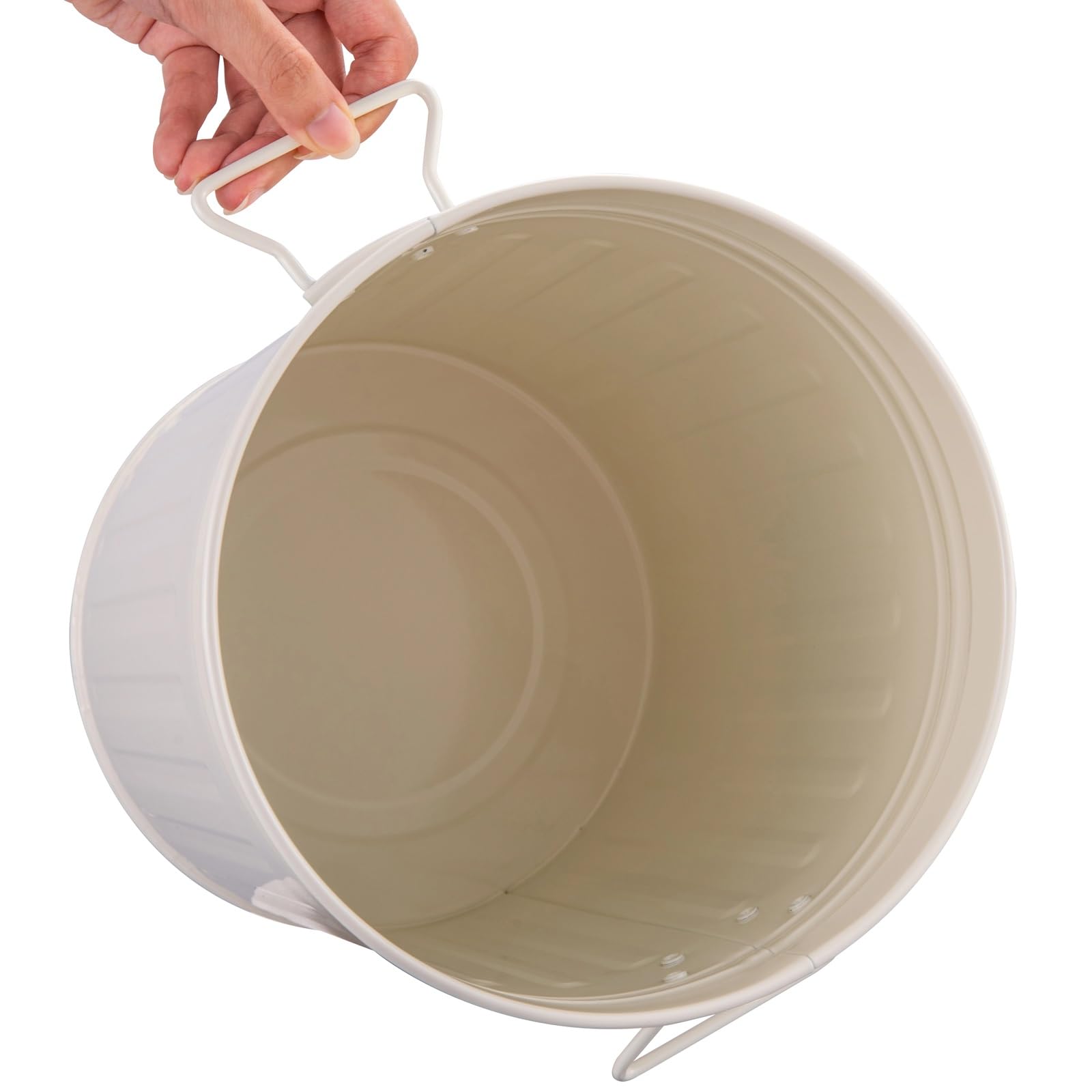 Ocynkowany Kosz Na Śmieci, Beczka na Śmieci, Palenisko do Ogrodu, Palenisko na Papier, Liście, Papier, Śmieci, Drewno, Ognisko Ogrodowe(White,30cm/12in)