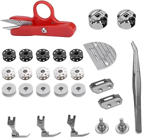 Miniatura 6 de 27 unids industrial de cama plana accesorios de máquina de coser regular piezas de repuesto conjunto de herramientas para la mayoría de las máquinas