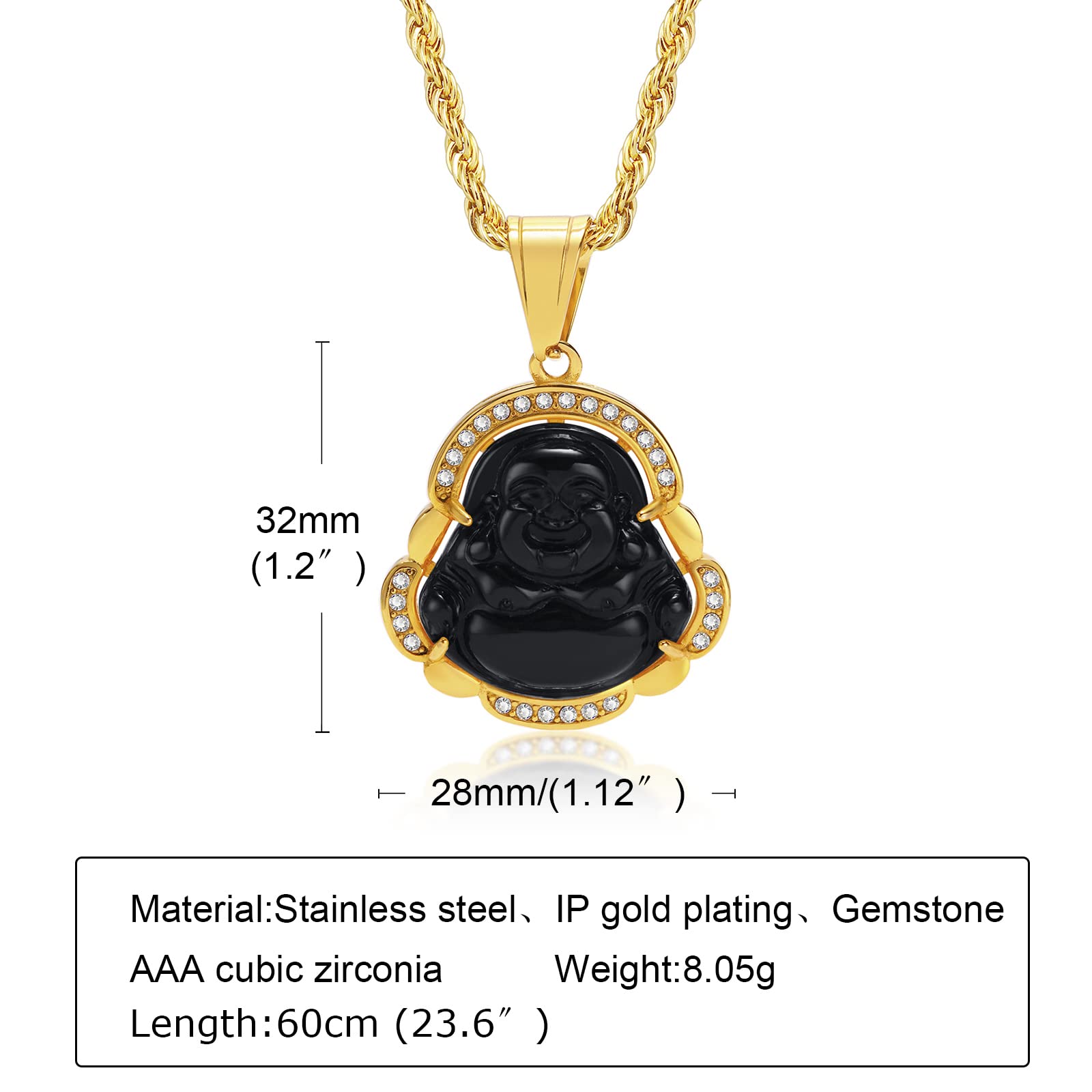 Amazon.co.jp: Laughing Buddha ペンダントネックレス 金メッキ