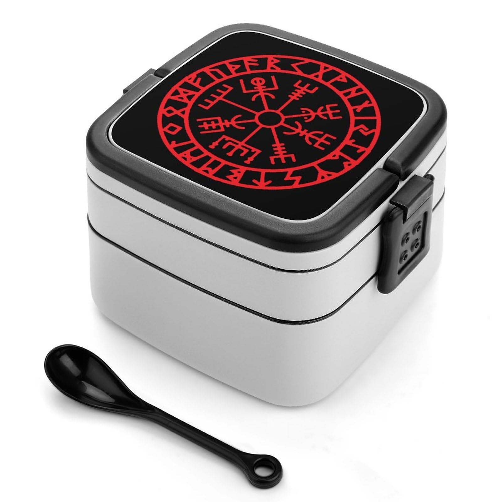 CGSBNGHA Viking Nordic Compass Bento Lunch Box 2 Layer Lunchbox Food Container for Adults Office