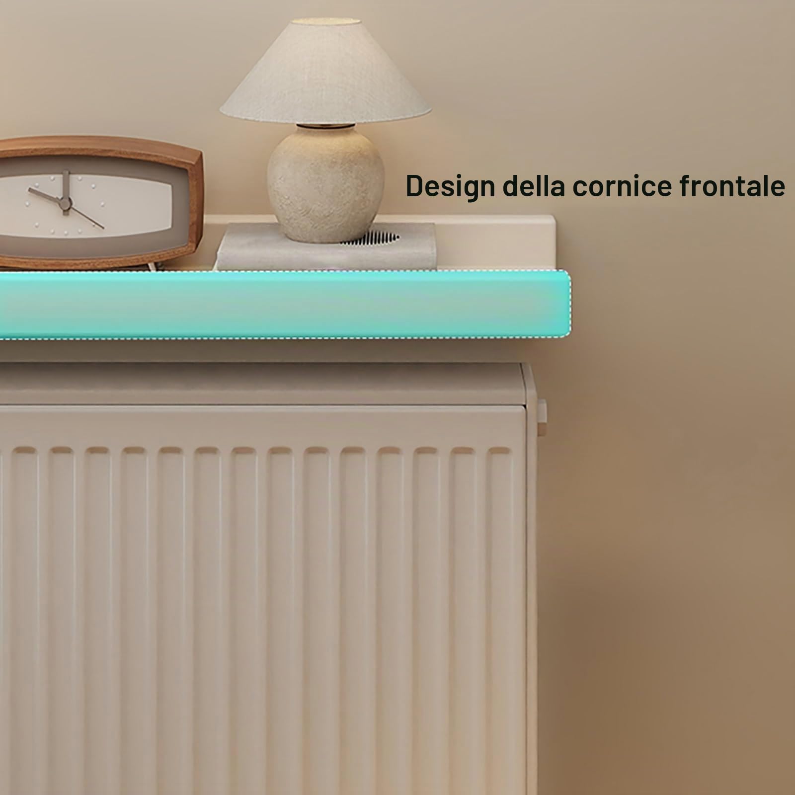 Mensola per termosifone, mensola da parete in stile moderno con bordi rialzati per evitare cadute, capacità di carico 25 kg