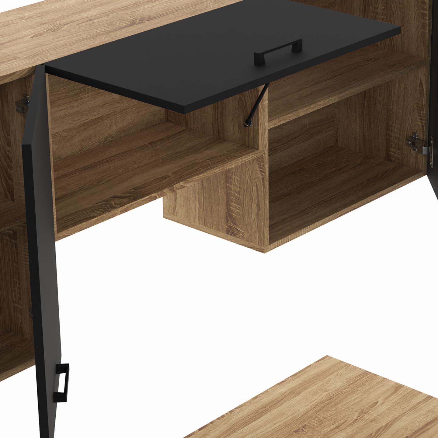IDMarket - Cocina completa 240 cm Subtil con encimera 7 elementos madera y negro