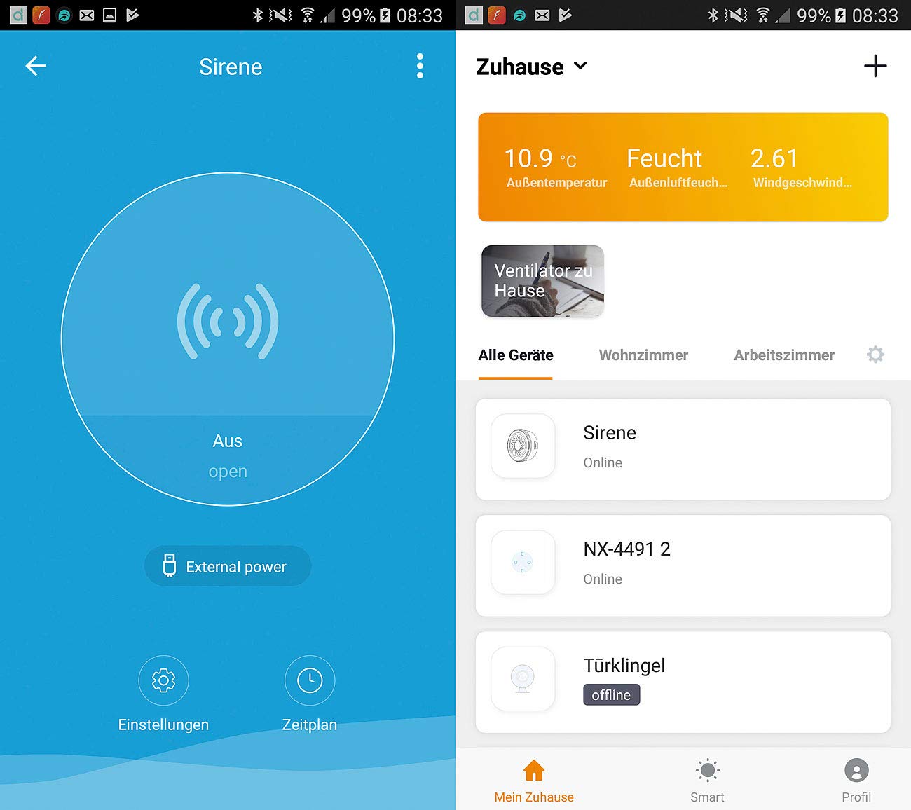 VisorTech Netzwerk-Sirene: 2er-Set Alarm-Sirene mit WLAN & App, komp. zu Alexa & Google Assistant (Funk-Alarmsystem, Funksirene)