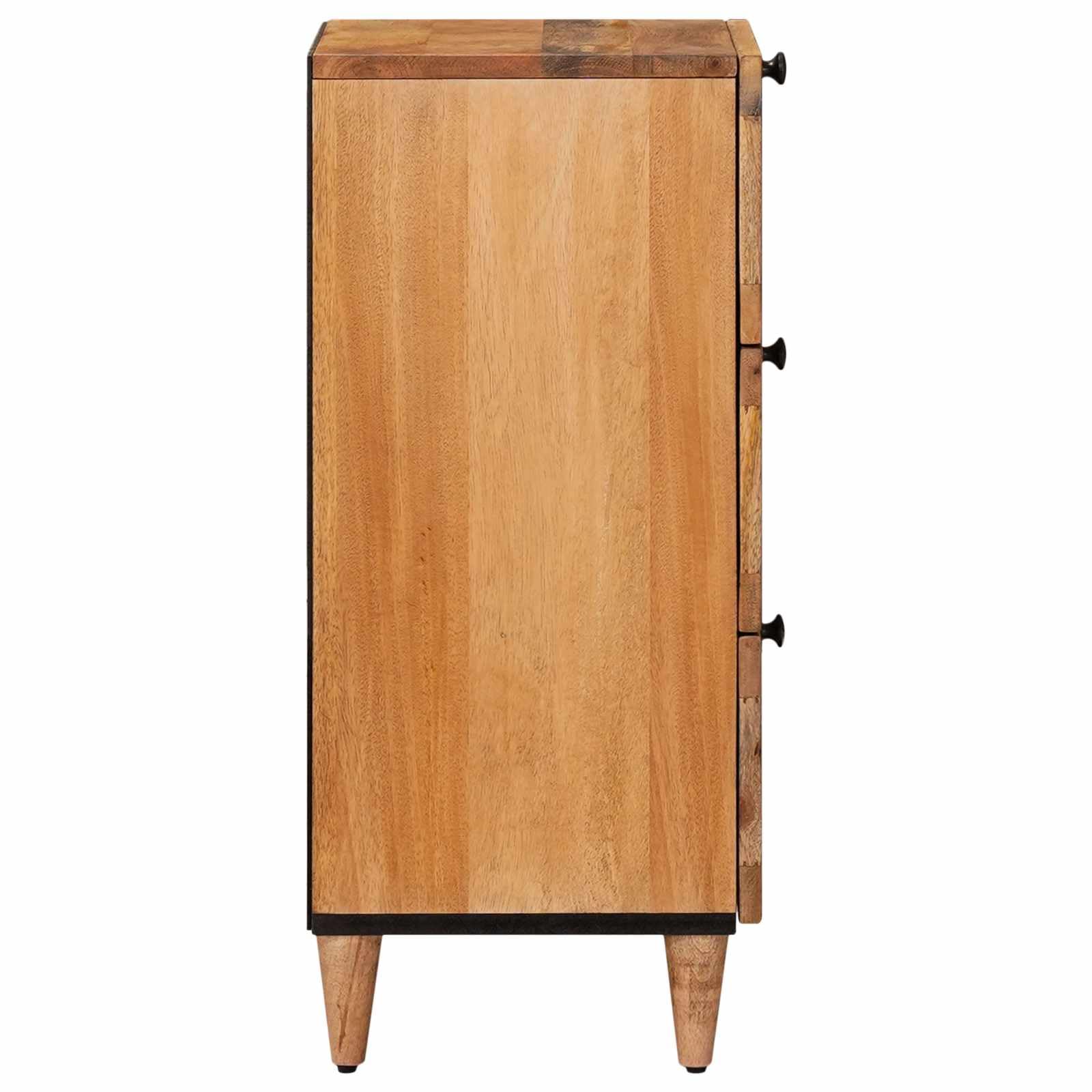 Sideboard mit Schubladen aus Massivholz Mango Natur 40 x 33 x 75 cm, modernes Lowboard und Medienmöbel für Wohnzimmer, TV, HiFi Rack, mit Stauraum für DVDs, Blu Ray, Vinyl und Gaming Zubehör