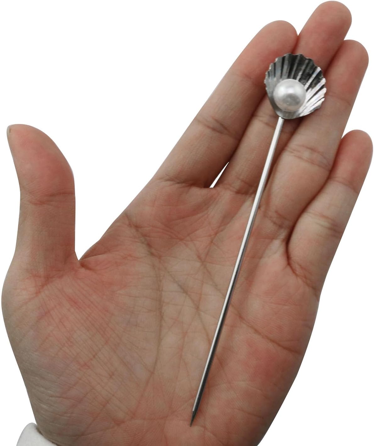 XGNG 5PCS Stainless Steel Pearl Shell Skewers Drink Stirrers Cocktail Mixing Sticks Creative Skewers for Fruit Desserts Cakes Luxury Style Afternoon Tea Tableware Decorations