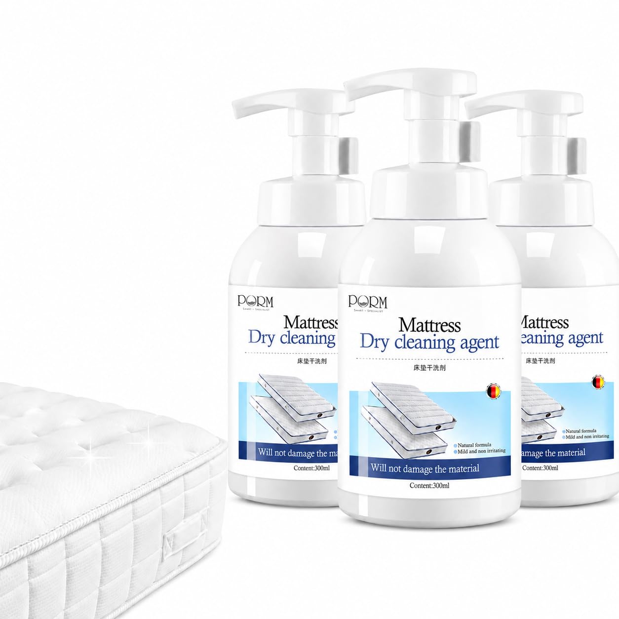 Wash-Free Cleaner Spray, Matratze Reinigung Spray, Ultrastarker Schaum Reiniger, Wasserfreier Fleckenentferner, Entfernt Gelbe Flecken und Gerüche von Matratzen, Auflagen, Stoffen und Sofa
