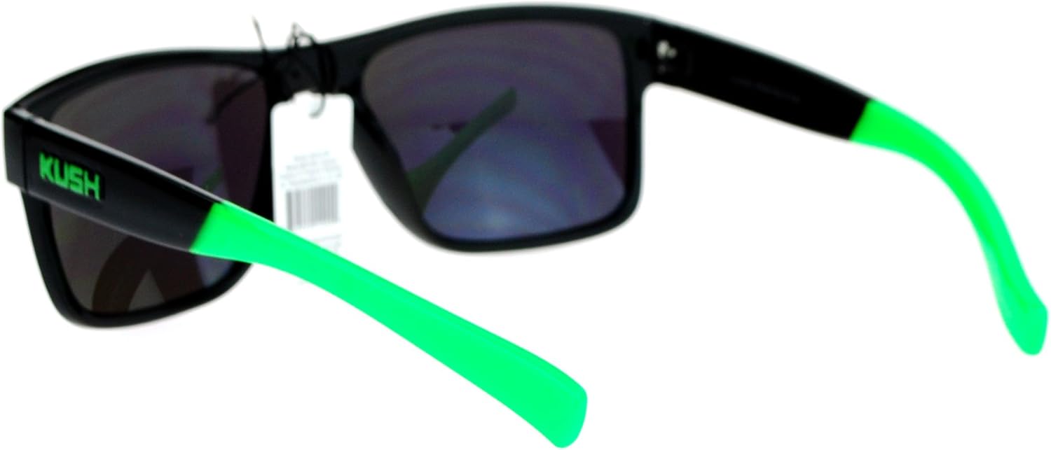 SA106 Kush Mens Color Mirror Rectangular Plastic Sport Sunglasses - Image 4