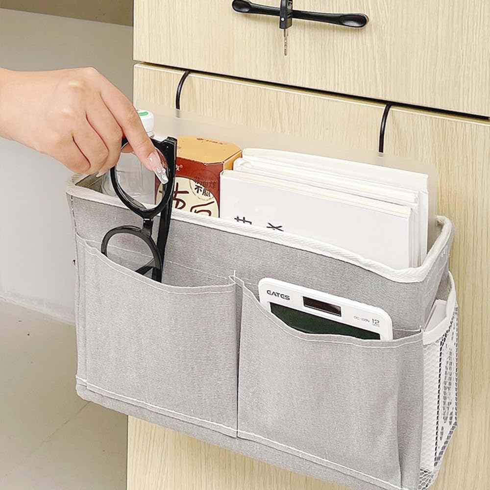3 Pezzi Tasche Portaoggetti da Letto con Gancio Porta Oggetti da Appendere al Letto Portaoggetti da Letto Appendibile Borsa Appendere Letto per Dormitori Scolastici, Biblioteche