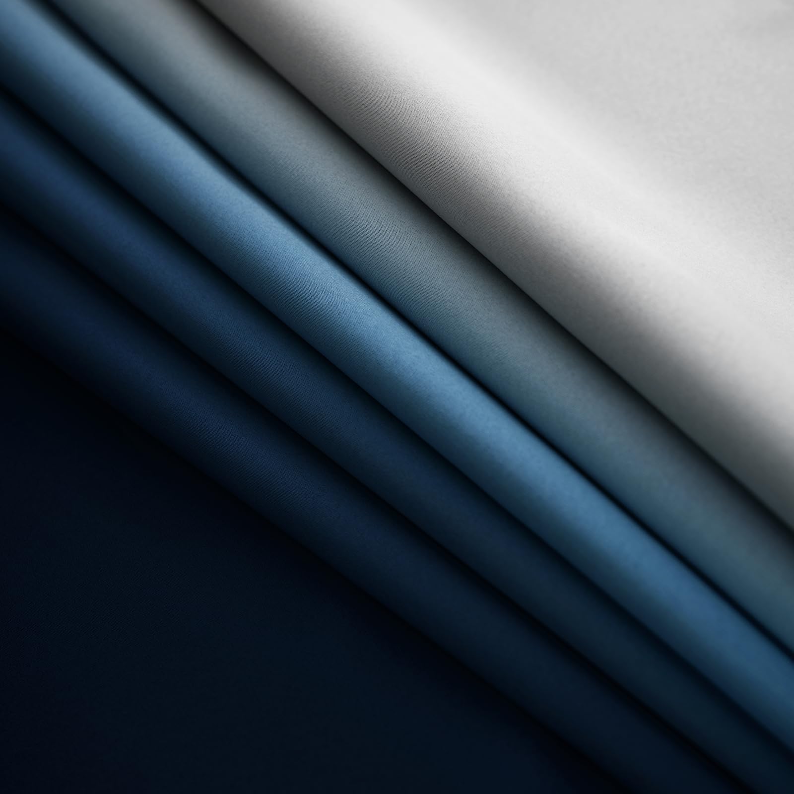 Yakamok 100 % Verdunkelungsvorhänge, 228,6 cm lang, Raumverdunkelung, Blau, Ombré für Schlafzimmer, Ösen, wärmeisoliert, Farbverlaufsvorhänge für Wohnzimmer, 2 Bahnen, 132,1 x 228,6 cm, Blau