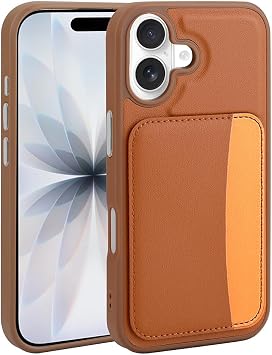 Aksesuarcim Apple iPhone 17 ile Uyumlu Kılıf Silikon Deri Görünümlü Cüzdan Kartlıklı Darbe Korumalı Yeni Tarz Kapak Kahverengi