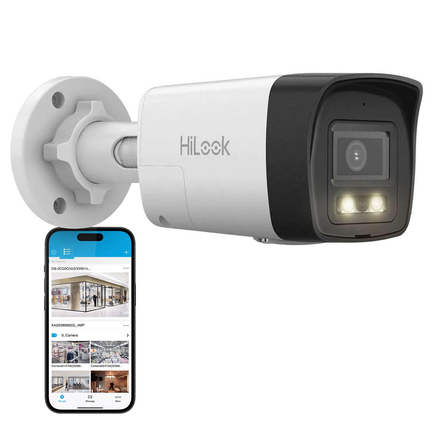 HiLook PoE IP Überwachungskamera aussen 4K 8MP SD IP67 ohne WLAN Nachtsicht | microSD bis 256GB, Personen-/Fahrzeugerkennung, App-Zugriff und integriertes Mikrofon im Außenbereich