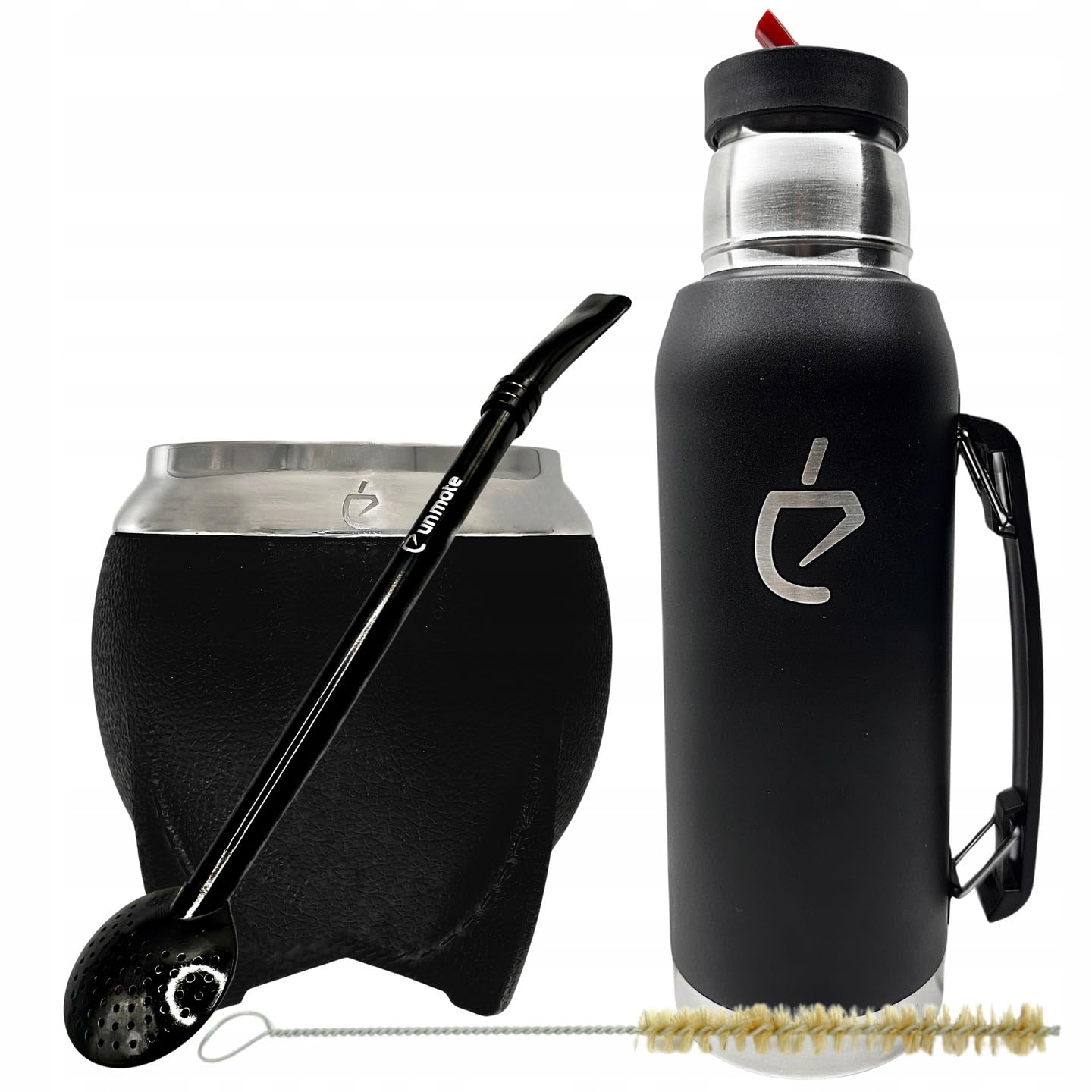 Set Yerba Mate per Principianti: Tazza Torpedo da 280 ml, Bombilla Nera, borraccia termica da 1L e Spazzola – Kit Completo in Acciaio Inox, Senza BPA, Confezione Regalo