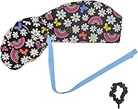 Vista 26 de Gorra médica con interior sedoso, gorro de algodón con banda para el sudor y botones, cola de caballo ajustable