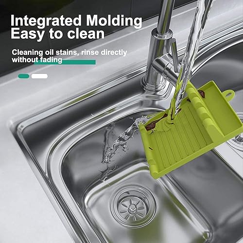 Miniatura 6 de Paquete de 2 soportes para utensilios para estufa, espátula/cucharón/soporte para cuchara con almohadilla de goteo y soporte para tapa de olla para