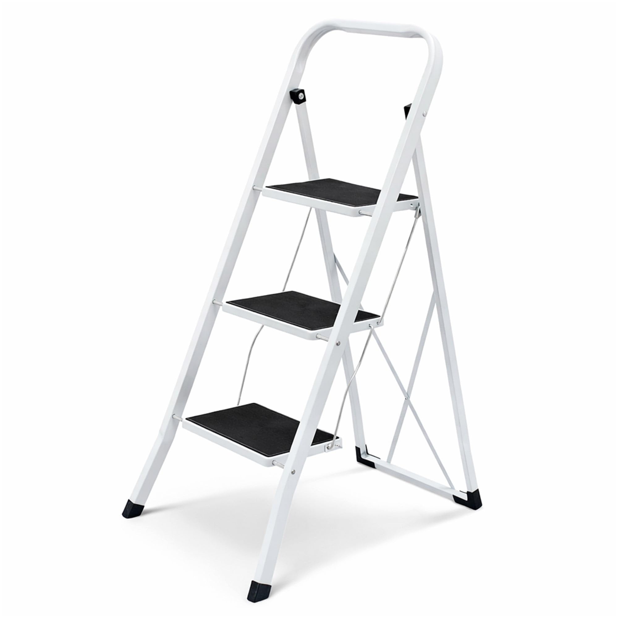 Oypla Foldable 3 Step Ladder Stepladder Non Slip Tread Safety Steel โ image 1
