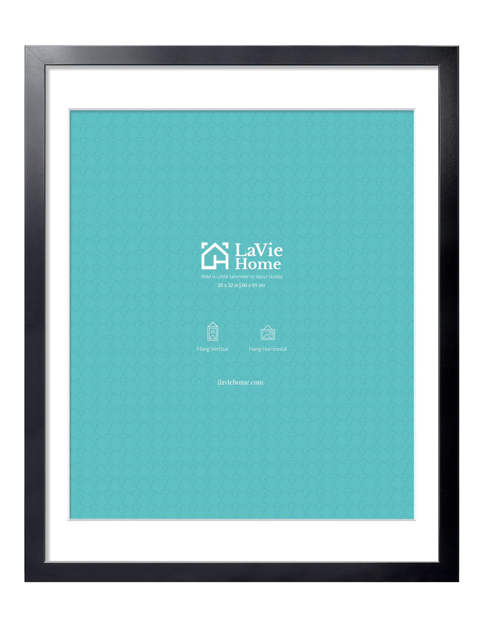 LaVie Home 26 x 32 Poster Frame Black, Display Pictures 22x28 with Mat or 26x32 Without Mat, Stable and Sturdy Picture Frame and Polished Plexiglass, Horizontal and Vertical Format of The Wall(1 Pack)