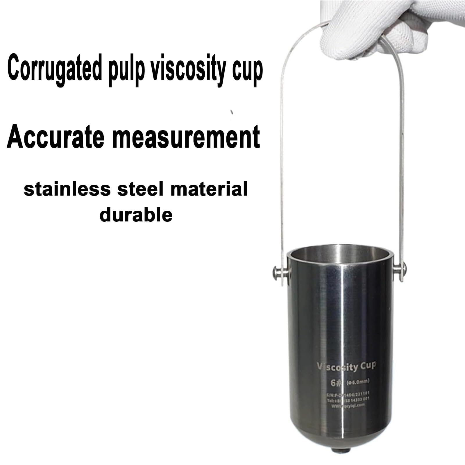 Vaso medidor de viscosidad de acero inoxidable de 230 ml, viscosímetro tipo inmersión para pintura, pegamento, aceite, tinte, salsa, rango de medición de 6 a 120 segundos