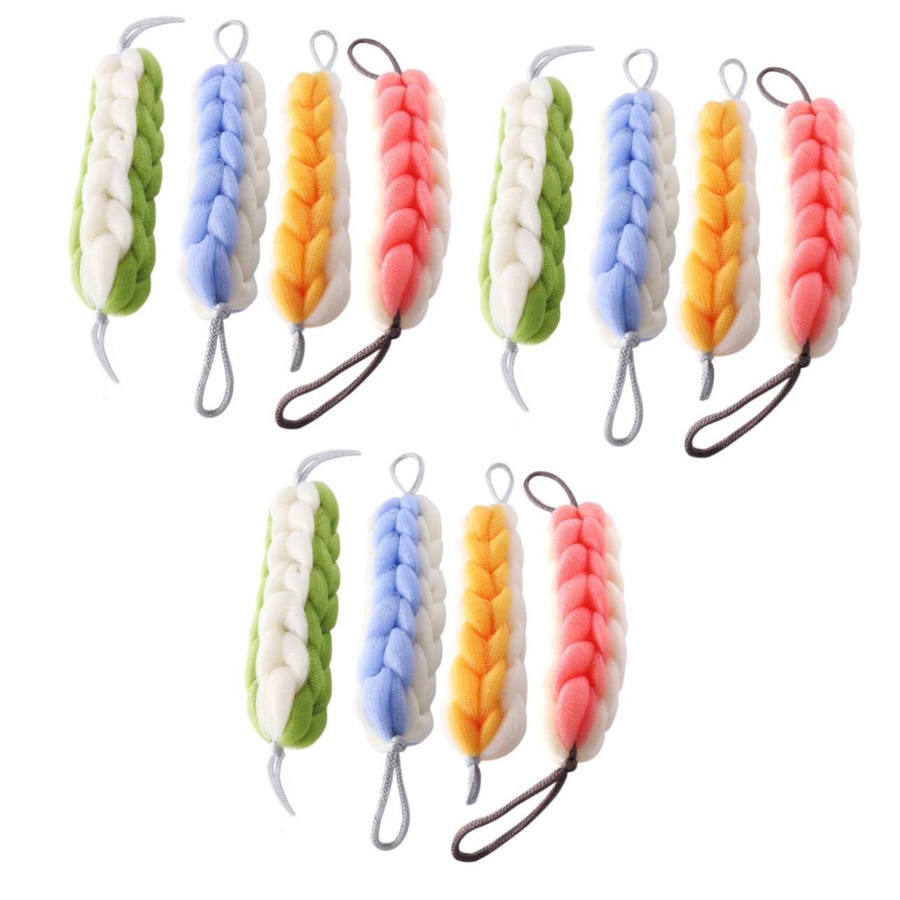 FRCOLOR 12pezzi Scrubber Esfoliante Per La Schiena Di Strisce Da Bagno Per Doccia Colorazioni Vivaci Per Pulizia Profonda e Rinfrescante Della