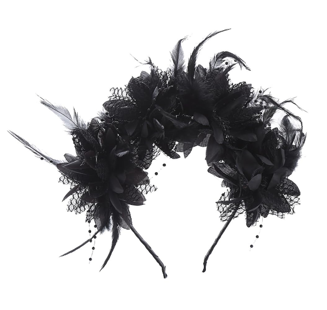 ASTRQLE Black Rose Flower Headband Mexican Flower Headband Hair Wreath Floral Crown Floral Head Piece Hair Crown