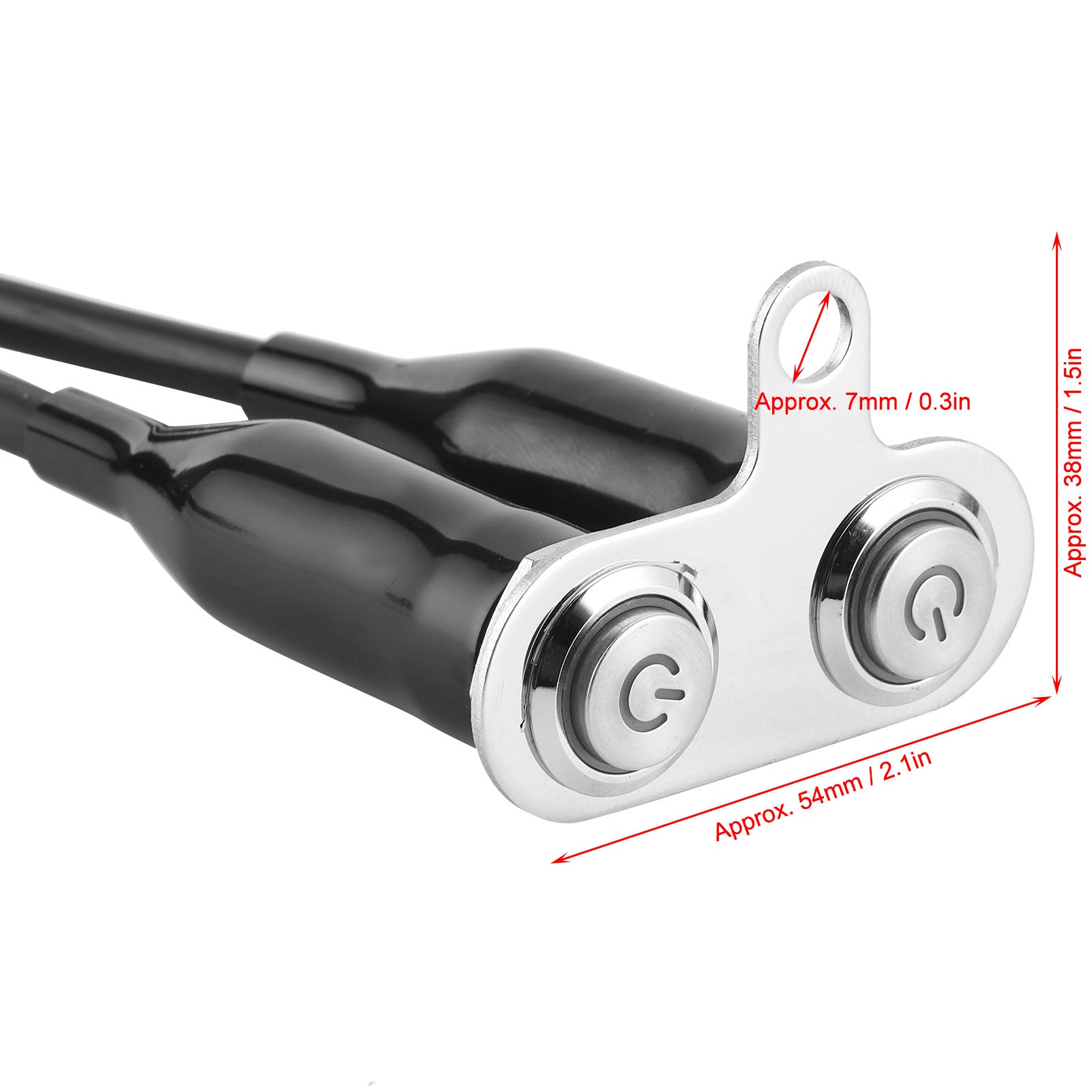 Interruttore del manubrio del motociclo 12V, interruttore del manubrio del motociclo dell'acciaio inossidabile Pulsante di controllo della staffa di modifica del LED(2 pulsanti)