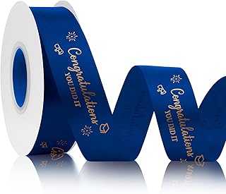 Graduation Ribbon Class of 2025 for Flower Bouquet Blue Ribbon 1 inch 25 Yards Class of 2025 Graduation Congrats Navy Blue for Gift Wrapping