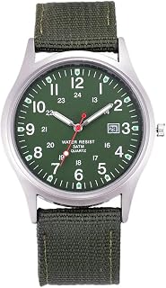 Relógio masculino de quartzo – Relógio de pulso masculino com mostrador de calendário com pulseira de lona relógios de quartzo relógio esportivo masculino (verde)