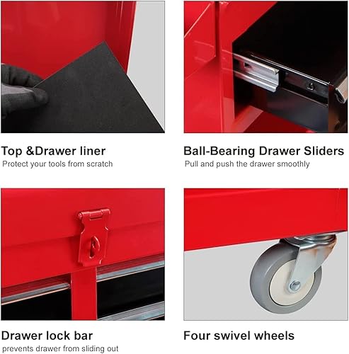 Miniatura 5 de ROAD DAWG ATBT1204D-Torin - Organizador de herramientas para taller de color negro Caja de herramientas desmontable con 4 cajones con gran gabinete