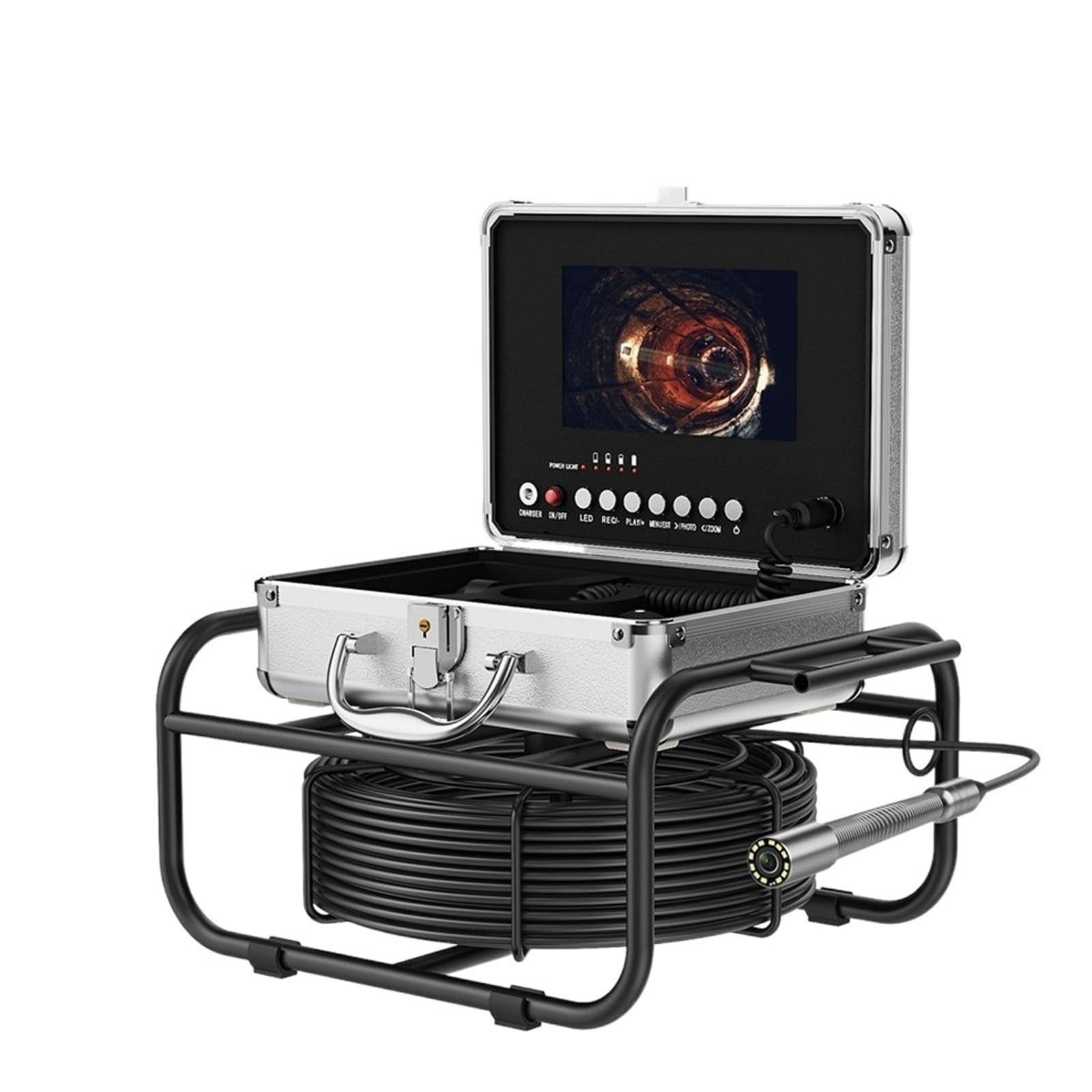 Otenc 9In Dvr 23Mm Sewer Drain Endoscope, 7/9" Screen 17/23Mm Tube Lens Sewer Pipe Inspection Camera 512Hz Locator Auto Self Leveling Dvr Video Endoscope(30M,)