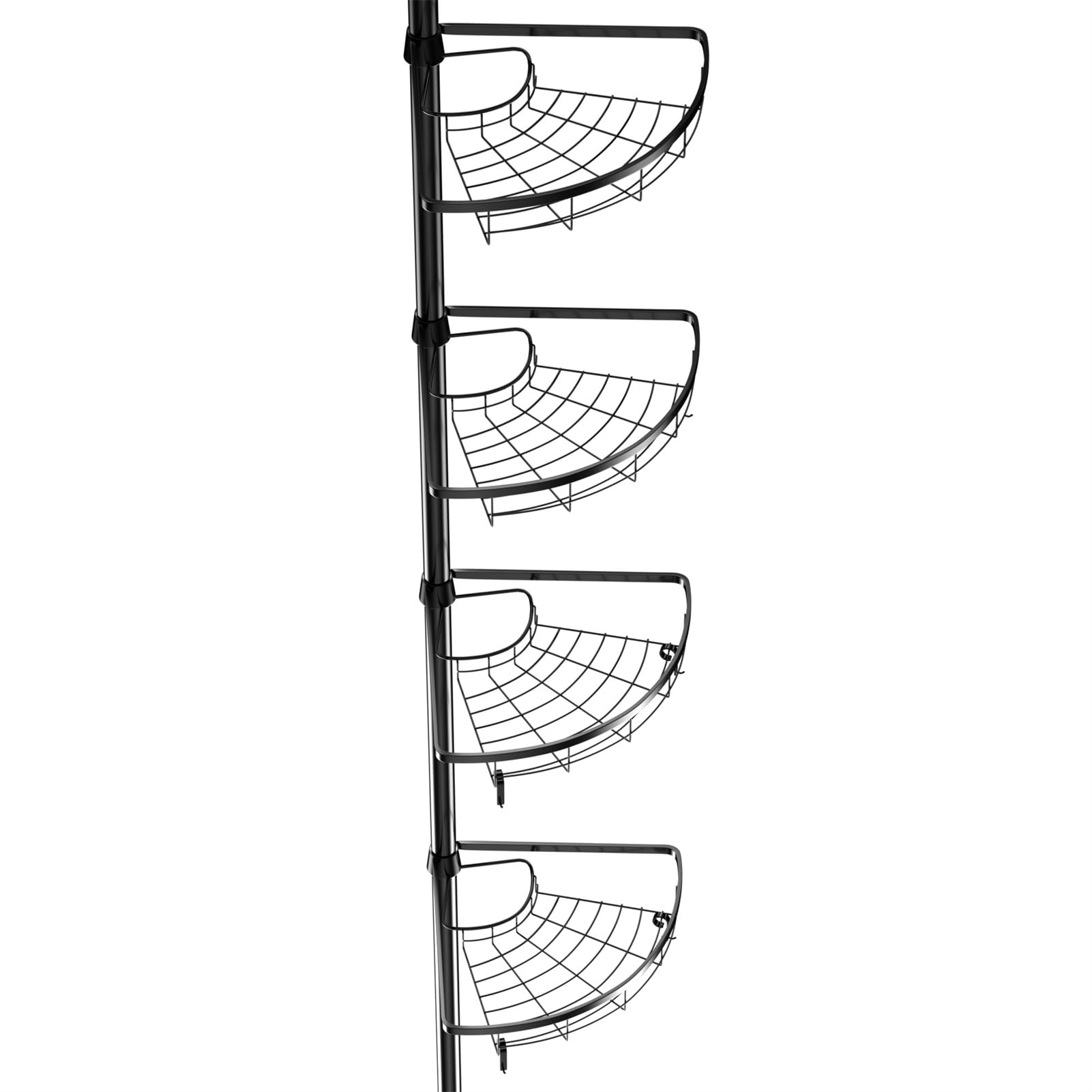 homewell Estante para ducha sin taladrar, altura ajustable, estante de ducha esquinero de acero inoxidable y placa de red, estantería de baño con 4 cestas y 4 ganchos móviles para toallas, organizador