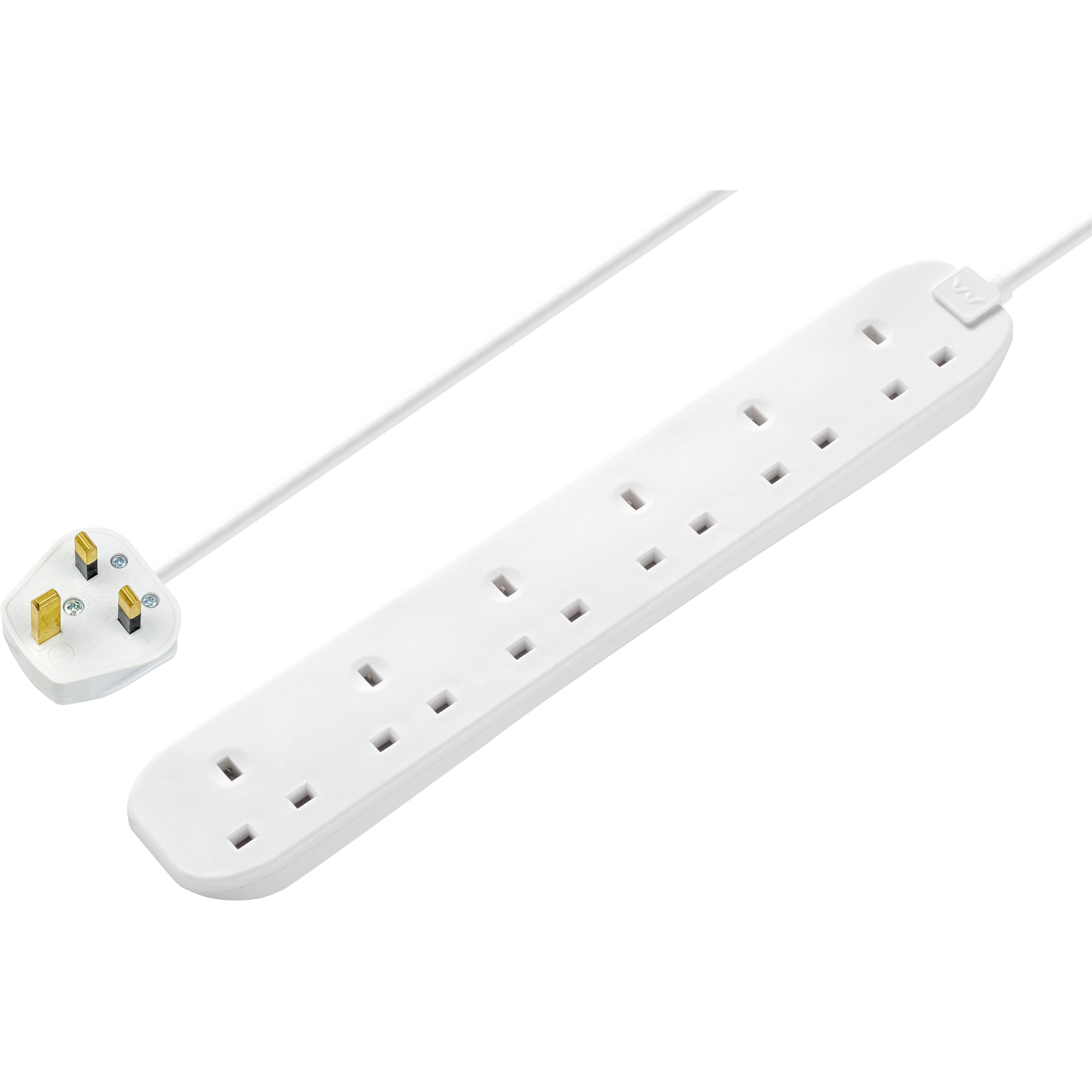 Masterplug Six Socket Extension Lead, 2 Metre Cable, Unswitched, 6-Way Plug E...