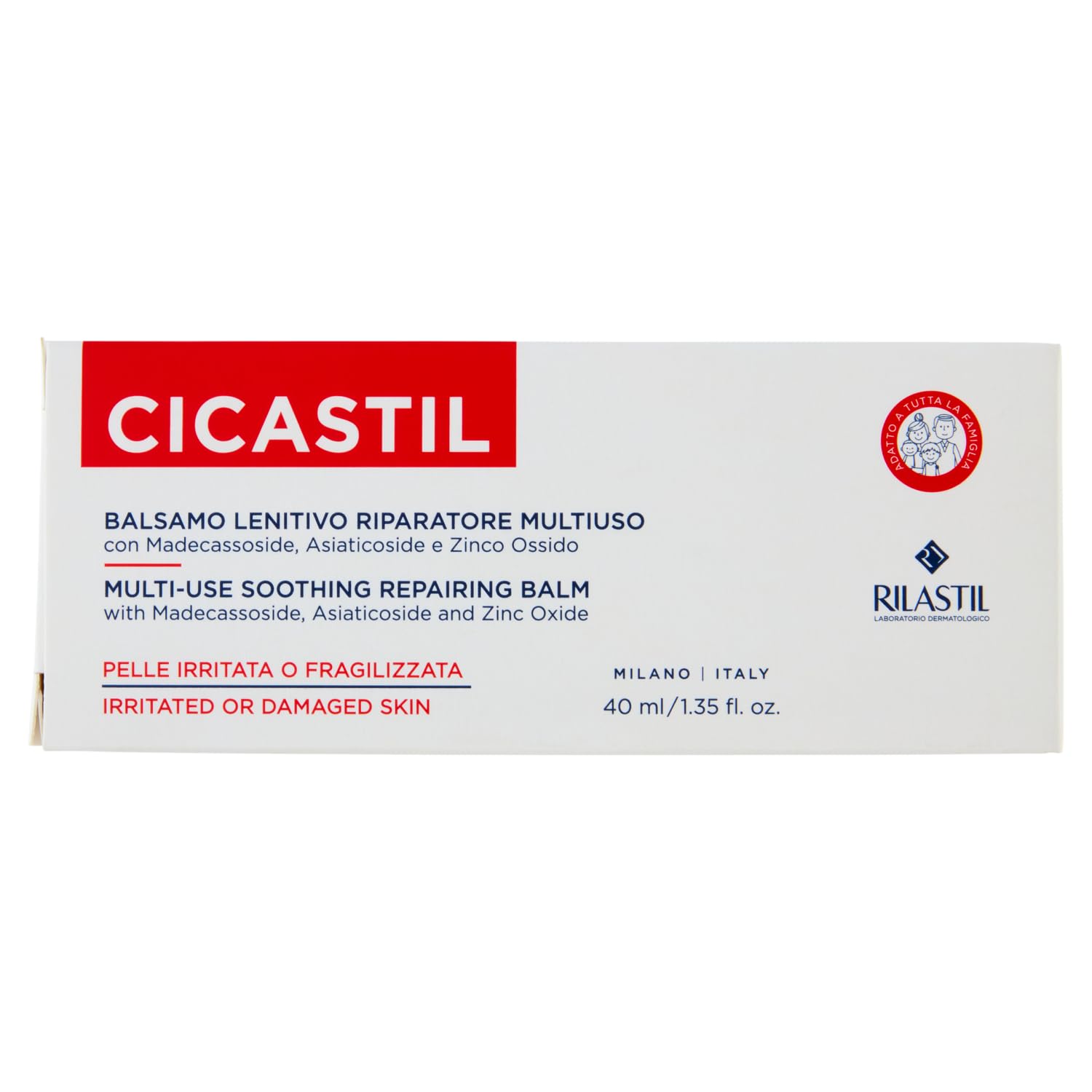 Rilastil Cicastil, Balsamo Lenitivo, Riparatore Multiuso Effetto Barriera per Viso e Corpo di Neonati, Bambini e Adulti, 40 ml