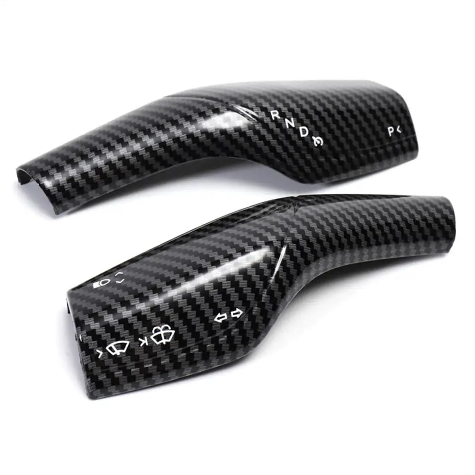 Car Trim Interior 2PCS for Tesla for Model 3 for Y 2022-2023 Interior Remodel Patch Car ABS Black Red White Column Shift Protection Cover(Carbon Fiber)