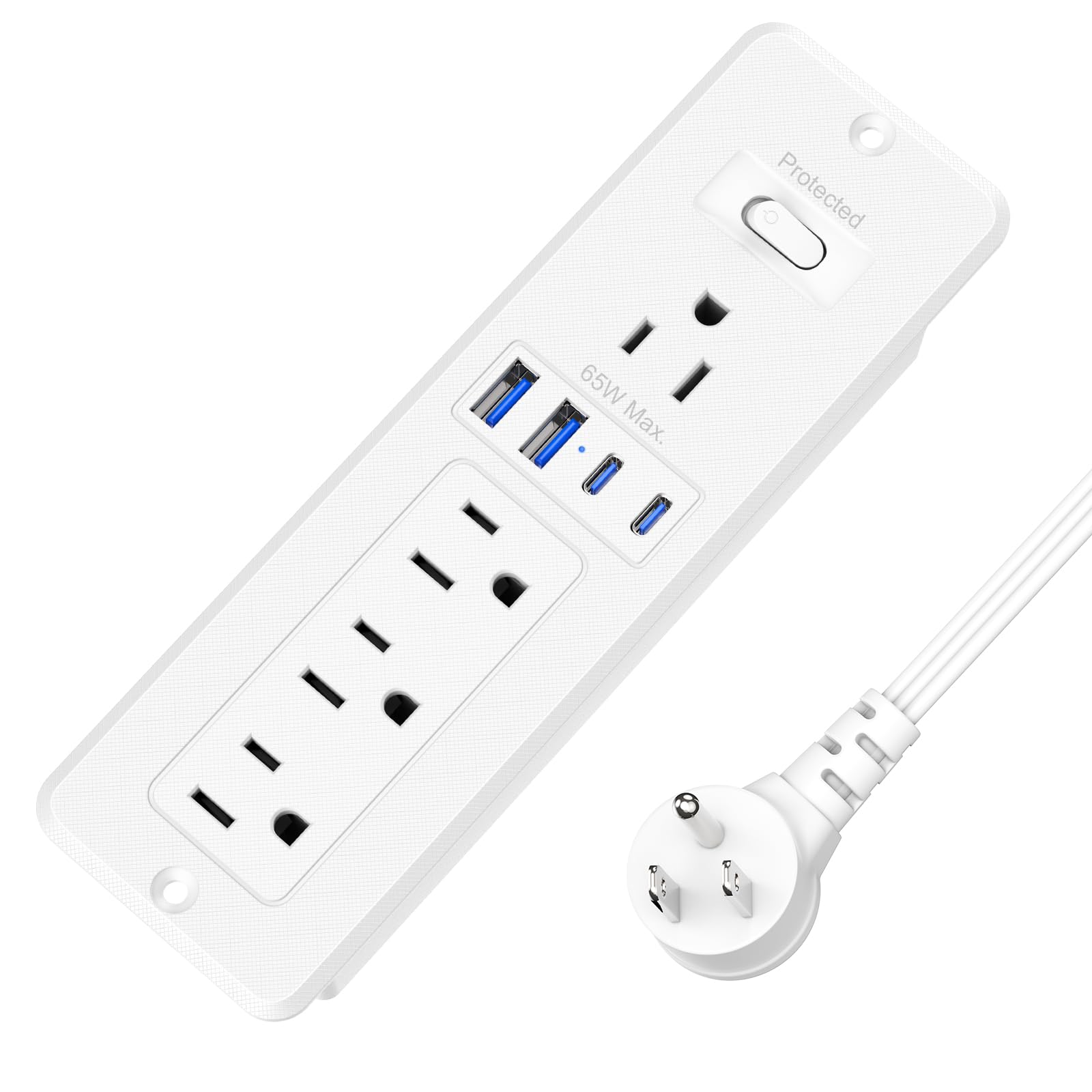 VILONG 65W GaN Recessed Power Strip, Flush Mount, 4AC Outlets, 4USB, 1200J