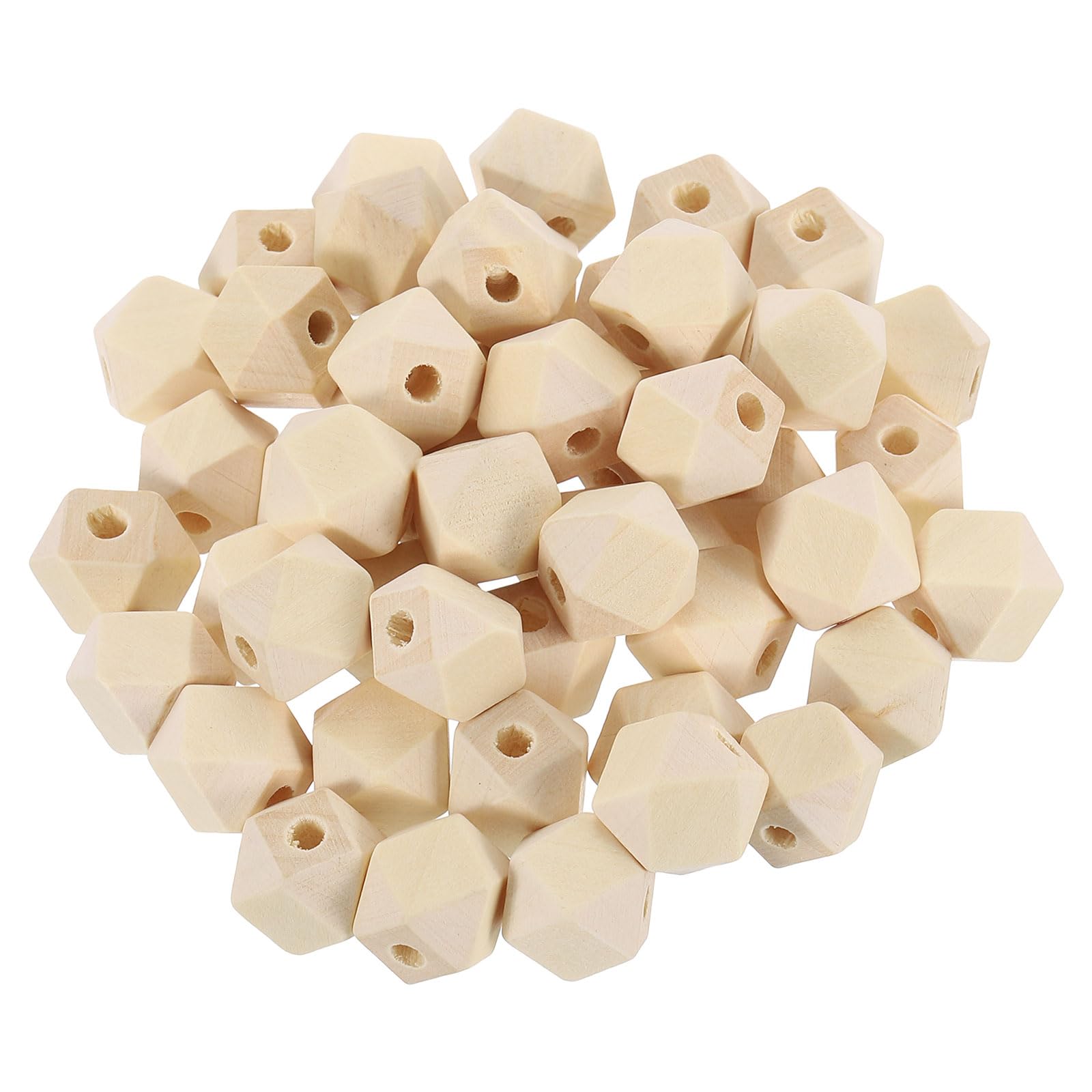 Perles en bois géométriques 14mm de qualité supérieure | Forme hexagonale brute et pure