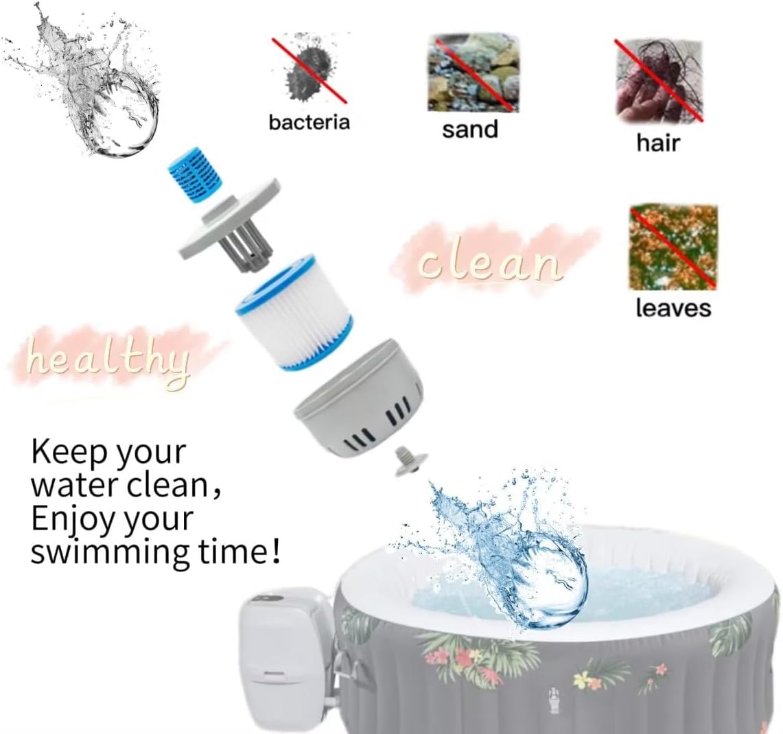 Replacement Hot Tub Filter Cartridge Holder P6653,P05343 with 8pcs hot tub Filter vi and 2pcs Hot Tub Mineral Stick Cartridge Parts