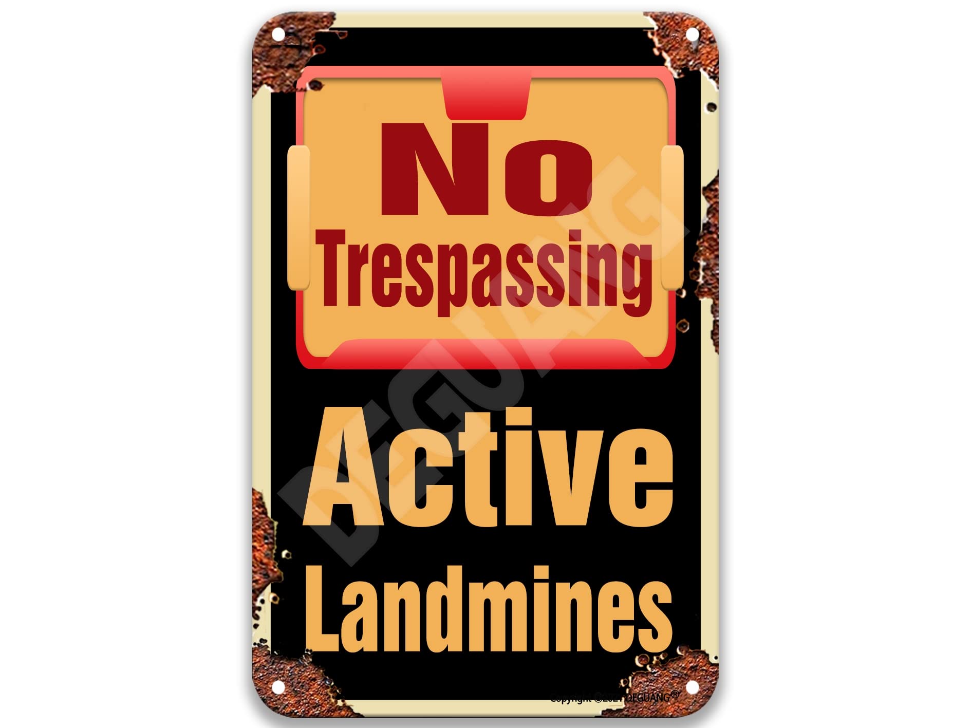 Warning No Trespassing Active Landmines Tin Sign Vintage Kitchen Wall Decor Farmhouse Farmhouse Kitchen Decor Country Room Wall Hanging Metal 8X12