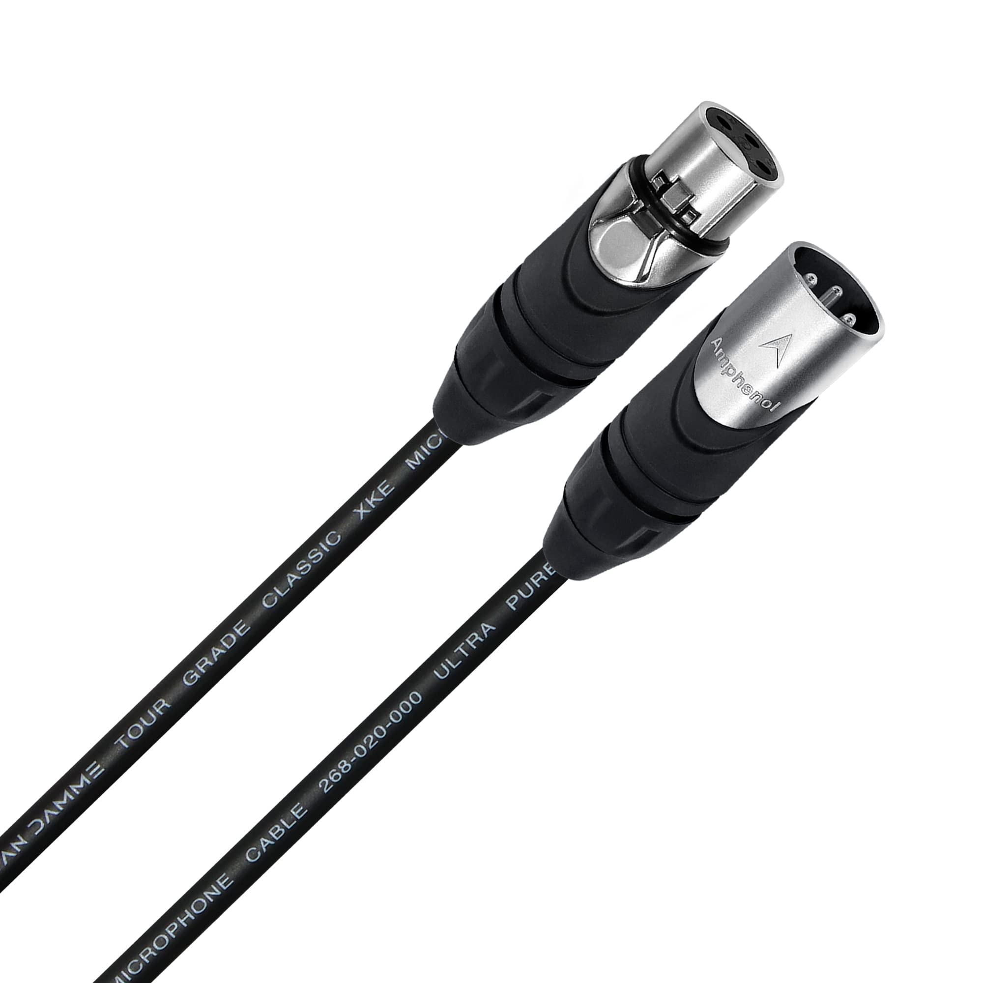 WORLDS BEST CABLES 2 unidades – 1 metro – Van Damme Tour Grade Classic XKE micrófono – chapado en plata OFC Balanced macho a hembra cable de micrófono con Amphenol AX3M & AX3F Silver XLR conectores