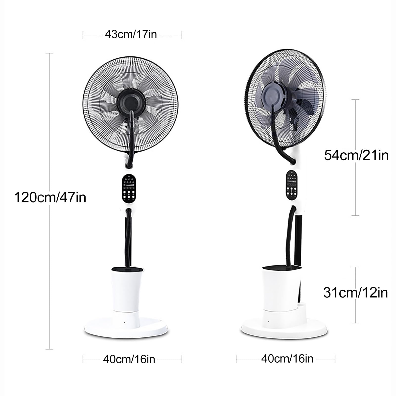 Ventilatore Nebulizzatore da Esterno, Ventilatore Nebulizzatore a Piantana, Ventilatore con Telecomando, 9 Velocità, Contenitore per Acqua da 2,4 L, Timer da 7,5 Ore, per Interno, Esterno, Giardino