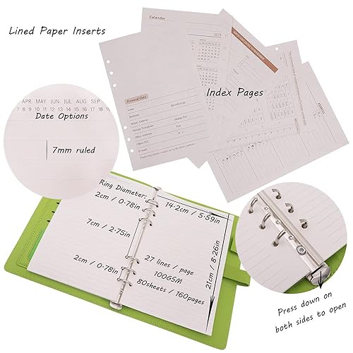 Miniatura 4 de HXRTANGS Cuaderno recargable A5, organizador personal con 80 hojas de papel de relleno forrado, calcomanías de planificador, separadores de temas,
