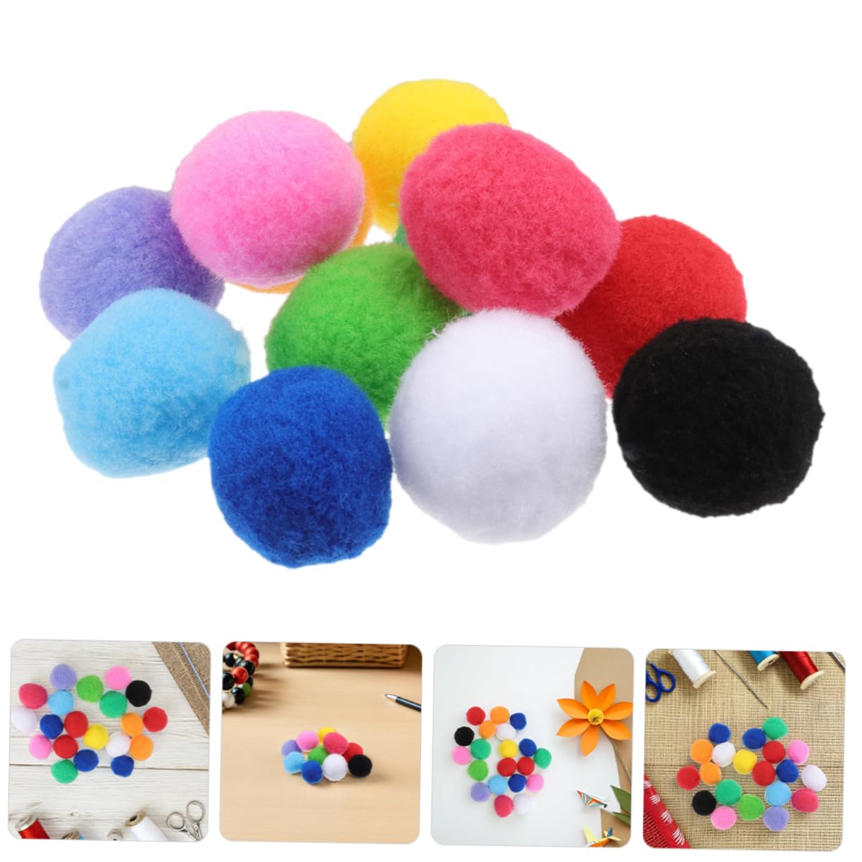 Pompons Artisanaux 4cm, 200 Pièces, Boule Duveteuse pour Loisirs Créatifs