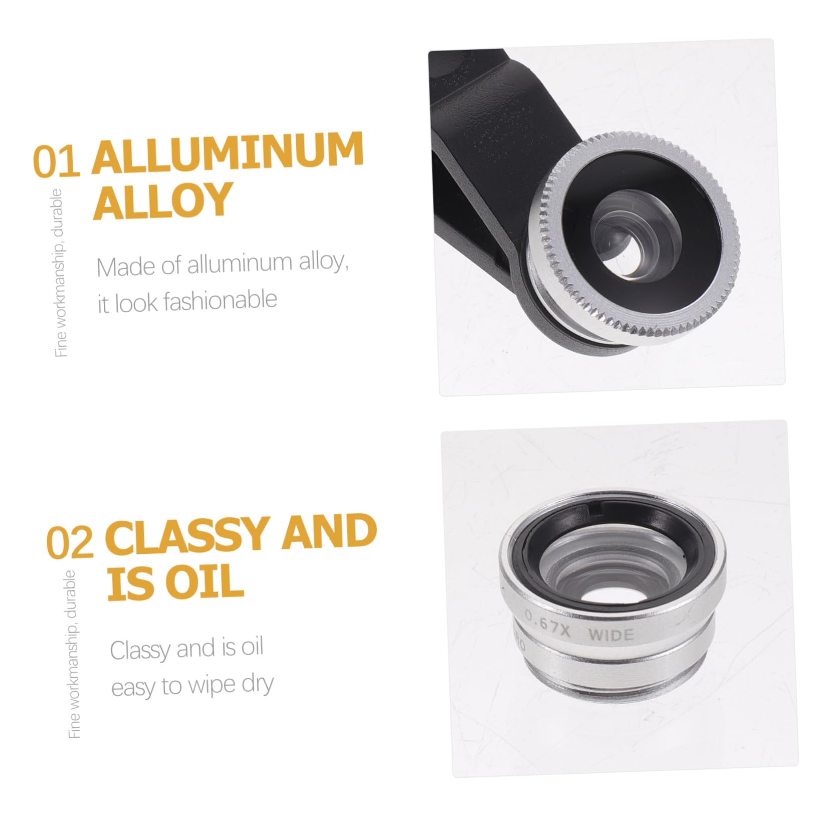 HOLIDYOYO Portable Cell Phone Camera Lens Super Wide Angle Macro Lens Clip Silver for Photography Enthusiasts