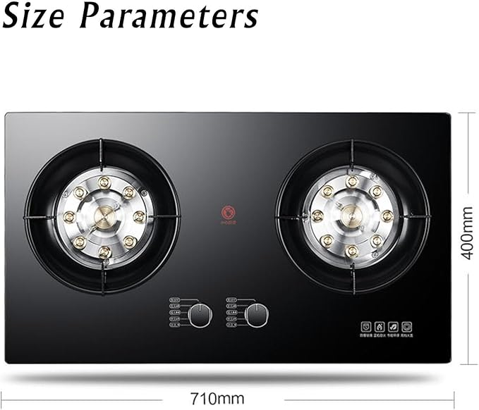 Estufa de Gas 2 Puestos 75 cm Portátil Vidrio Templado Encendido Automático miniatura 2