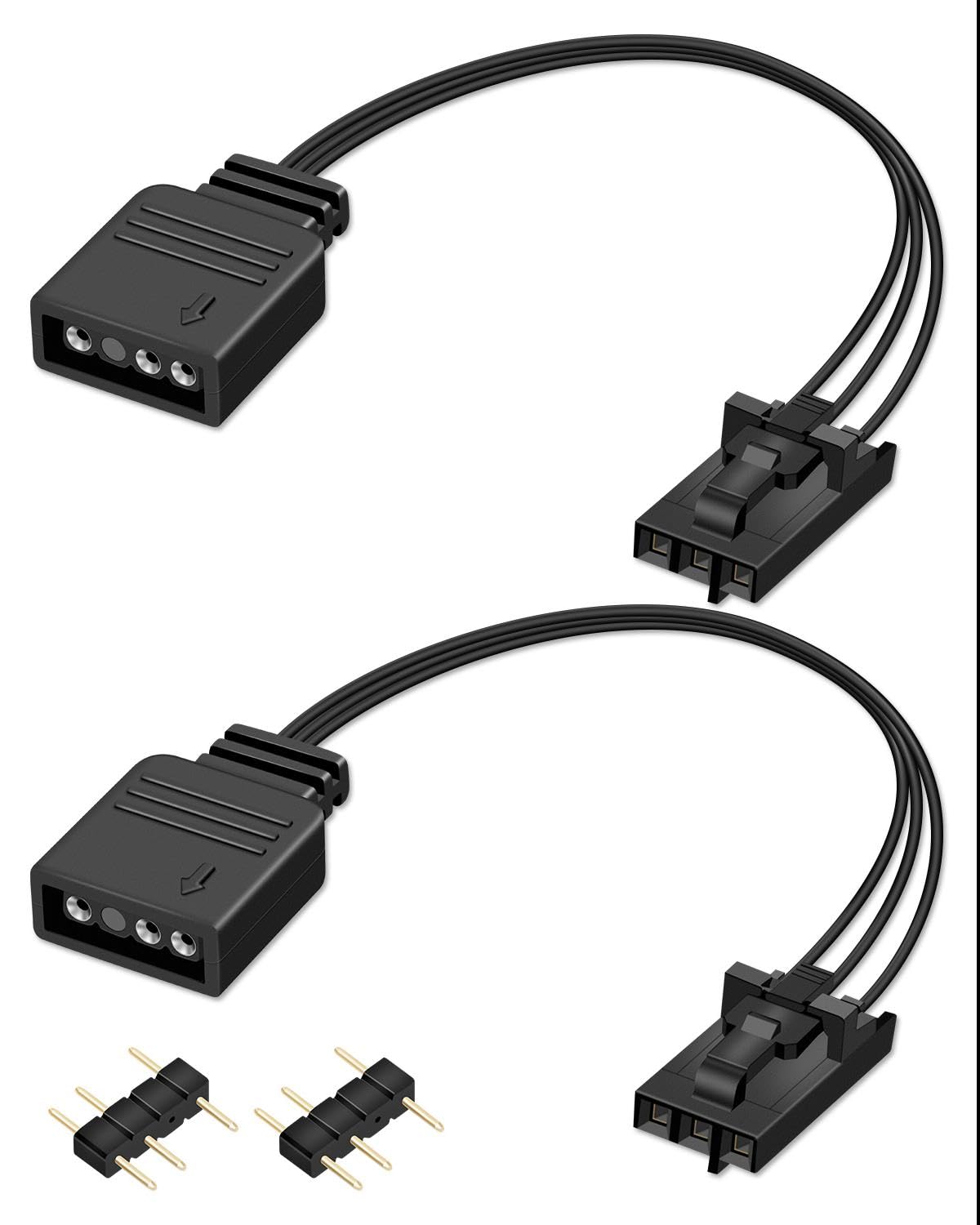 Câble Contrôleur RGB 3 Broches vers ARGB 3 Broches pour Hub RGB Corsair, Compatible Commander Core iCUE Commander Core XT Lighting Node Core, Lot de 2