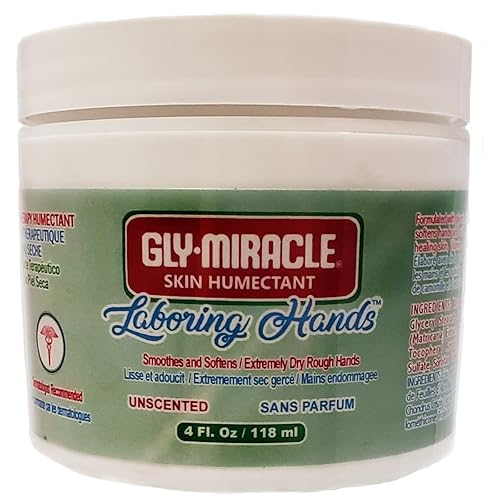GLY MIRACLE Laboring Hands Crema corporal hidratante de 4 onzas, humectante de piel no grasa para piel, manos, cuerpo y pies extremadamente secos,