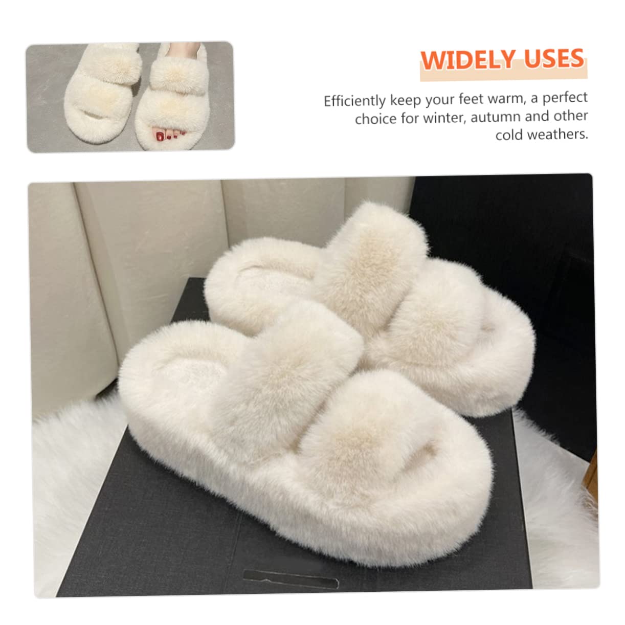 Pantofole Di Pelliccia Pantofole Da Bottino Da Donna Pantofole Da Morbide Pantofole Da Donna Diapositive Fuzzy Per Le Donne Gomma Da Cancellare Bianca