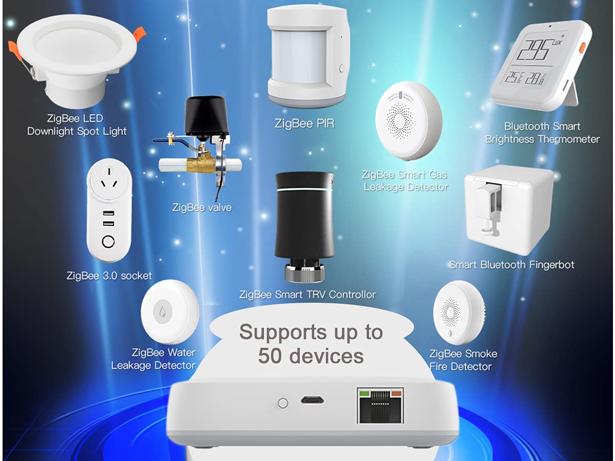 ZigBee 3.0 Gateway con cable de red, Hub Bridge ZigBee, App Tuya Smart Life, conecta hasta 50 dispositivos ZigBee