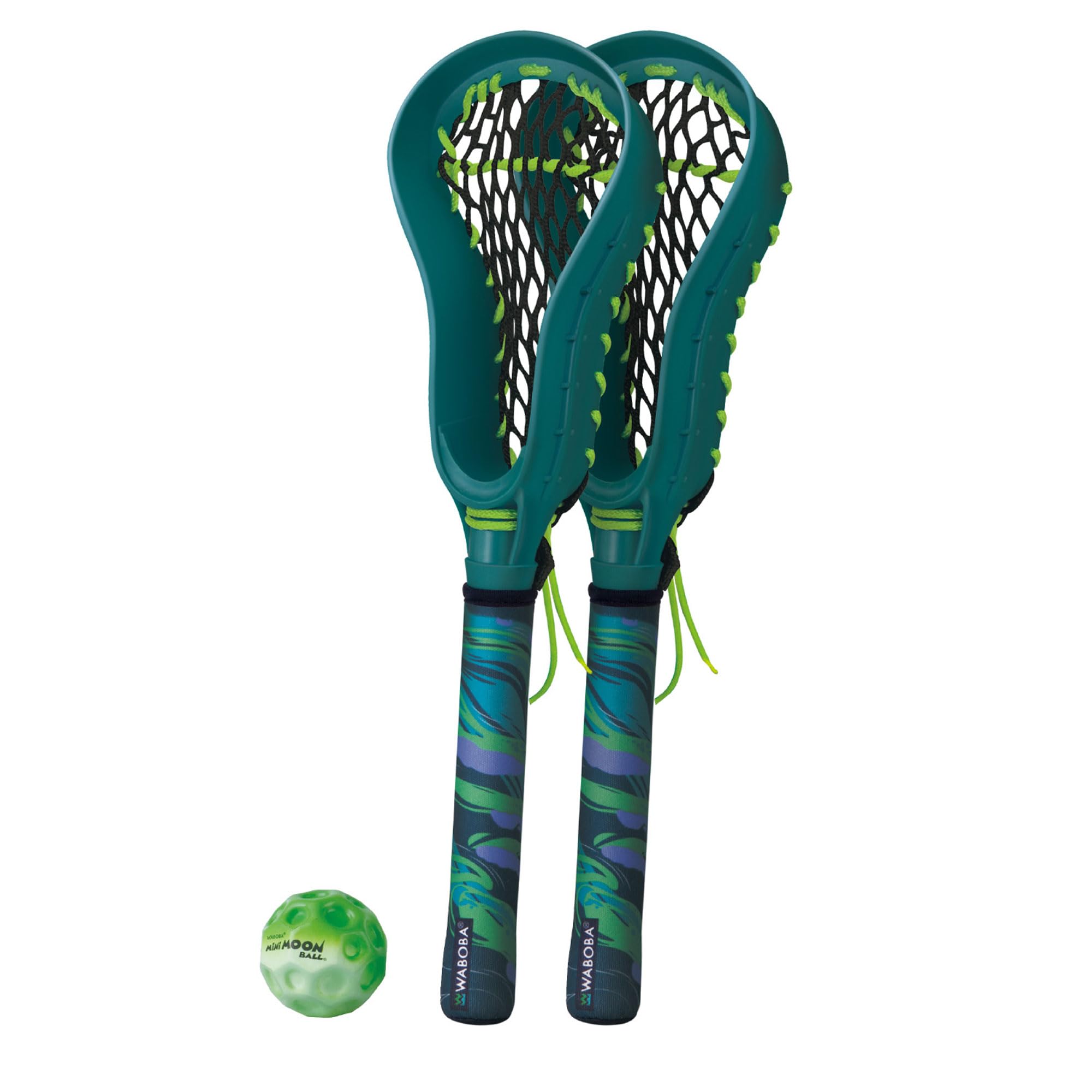 Waboba Mini Lacrosse Sticks – 43,2 cm Outdoor-Übungs-Starter-Set für Kinder und Jugendliche – Fangspiel für Garten oder Strand – inklusive 2 Stäbchen und 1 Mondball