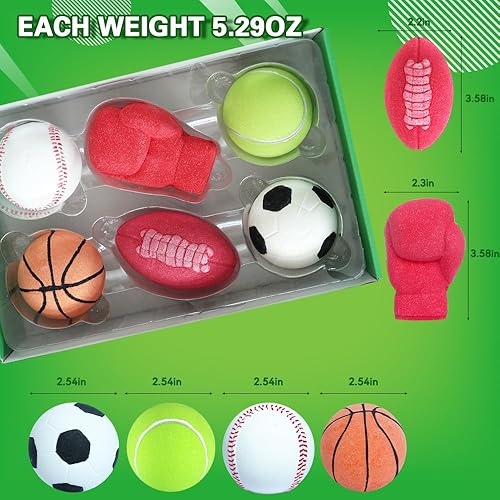 Miniatura 3 de HZEX - Bombas de baño, grandes bombas de baño orgánicas deportivas con 6 temas diferentes y 6 aromas diferentes para hombres, niños, mujeres, niños,
