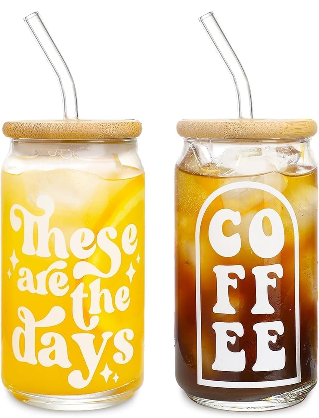 JIYAN FASHIONS | Milk Bottle Glass Mason Jar Mug 500 ML Set of 2 With Reusable Straw, Bamboo Airtight Twist Lid - for Milk, Juice, Shake, Smoothies, Coco, Coffee-Tea 3